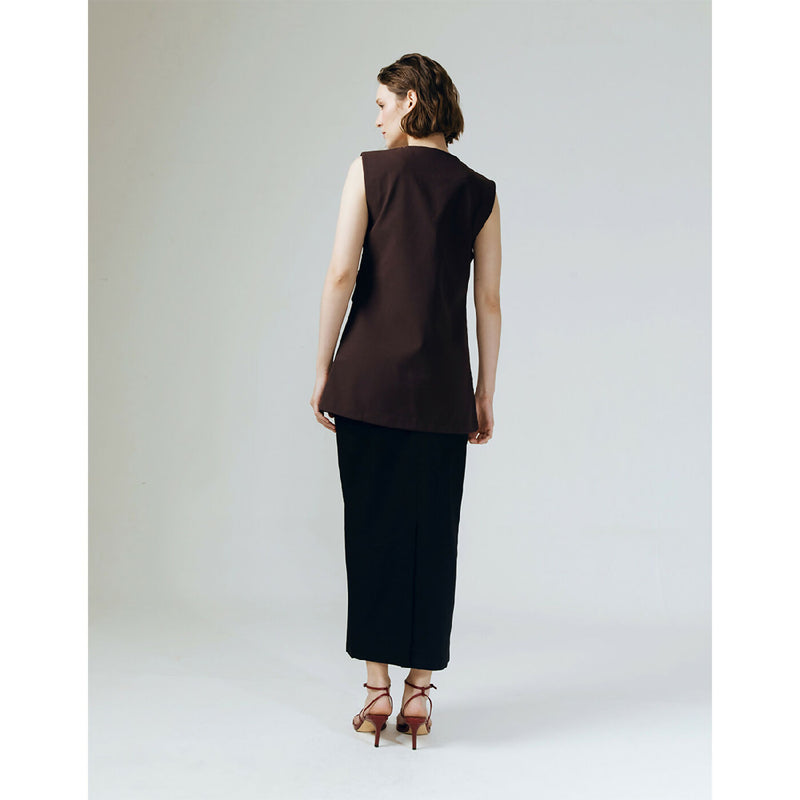 HELSEY DARK BROWN LOOSE VEST