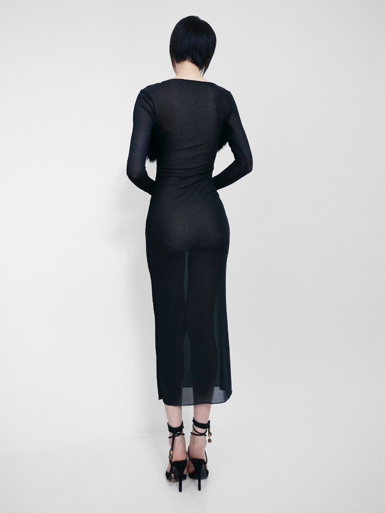 CENSORED Mink Sheer Midi Gown