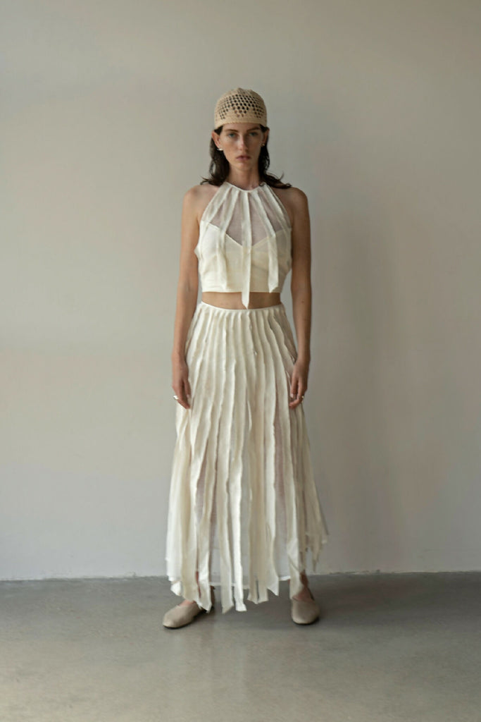 LAPSHA WHITE LINEN SKIRT