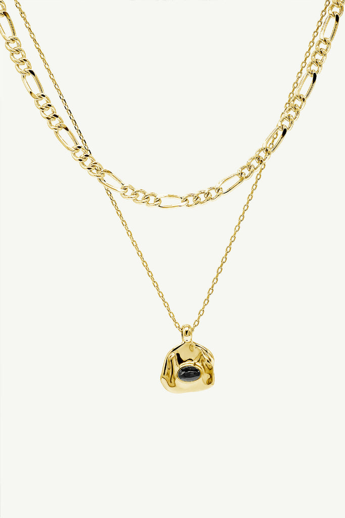 Aria Gold Necklace Layer - Noir Black