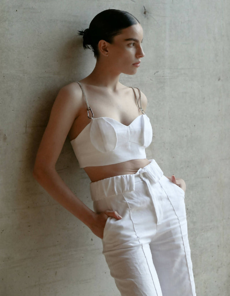 Anja White Linen Top