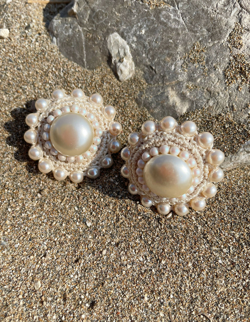 Cream Rose Pearl Studs