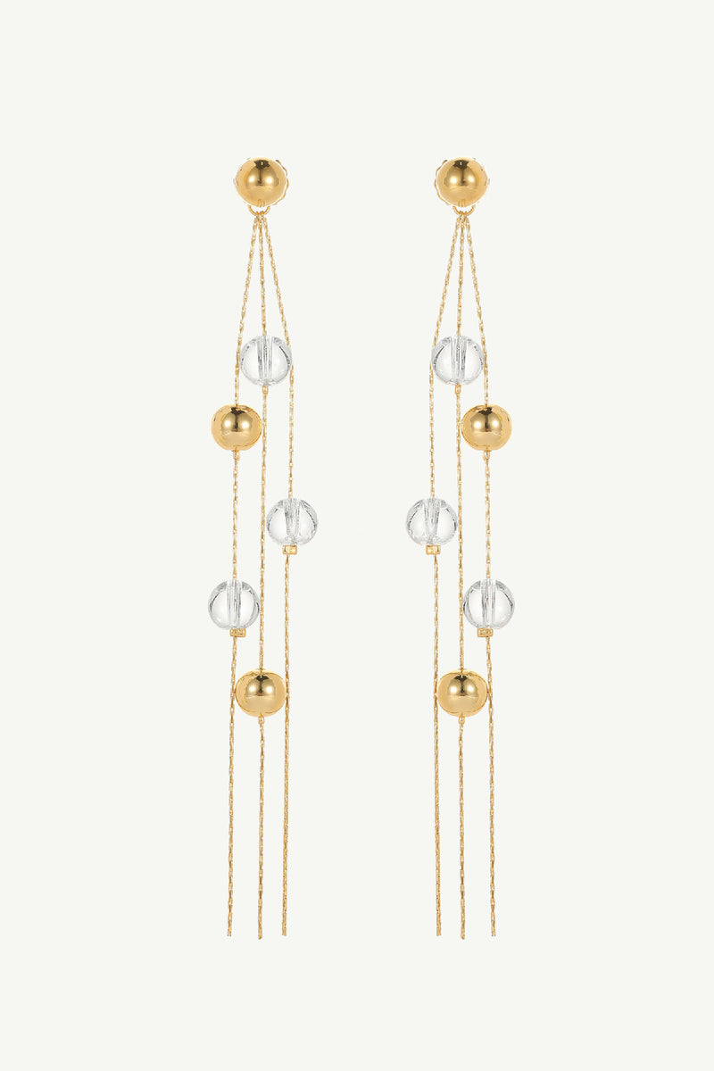 Crystal and Gold Bead Drop Earrings