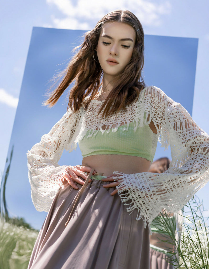 Brown maxi skirt with laces