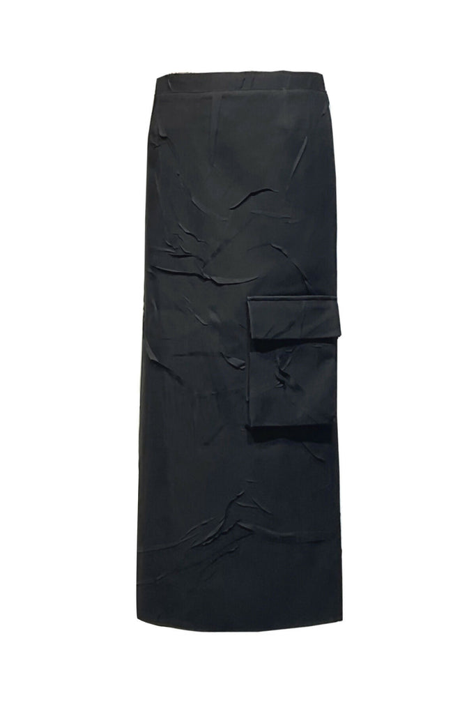 Creased Low Rise Skirt (Black)