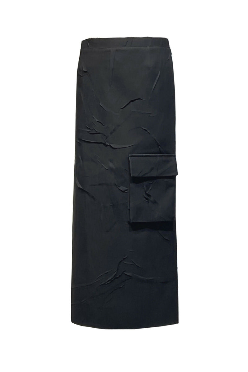 Creased Low Rise Skirt (Black)