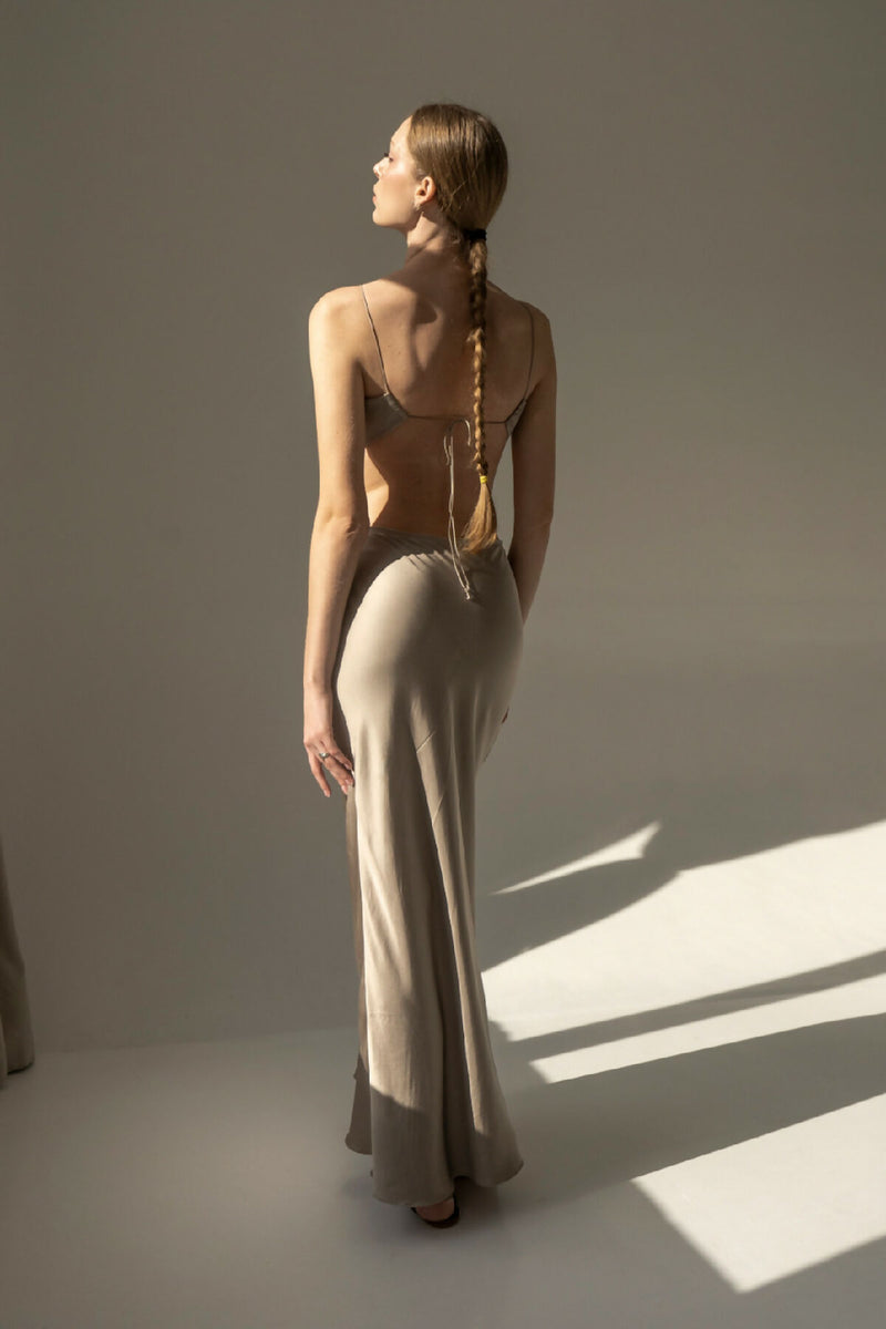 VINNYTSKA ARKA VISCOSE TAUPE DRESS