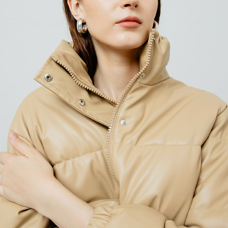 LYRA QUILTED CREME LEATHER JACKET 5