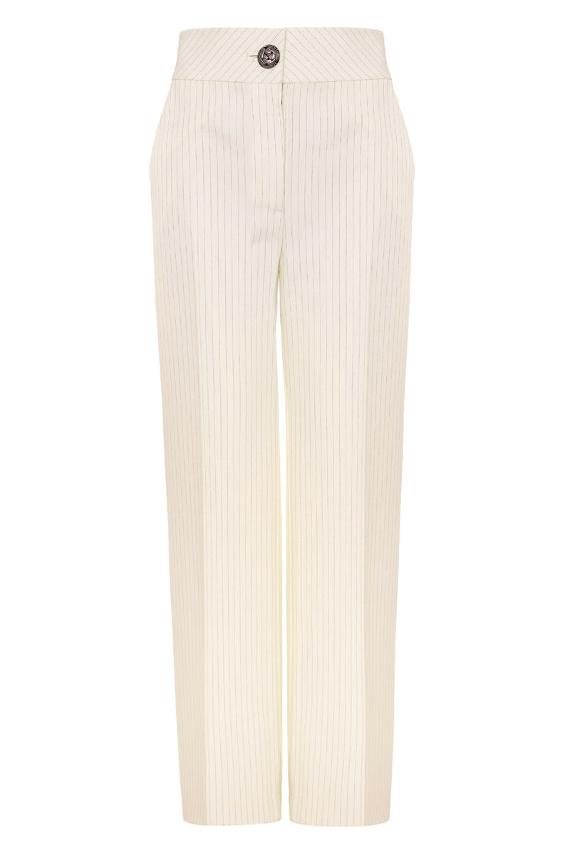 IVOIRE TROUSERS WITH STRIPES AND SILVER BUTTONS