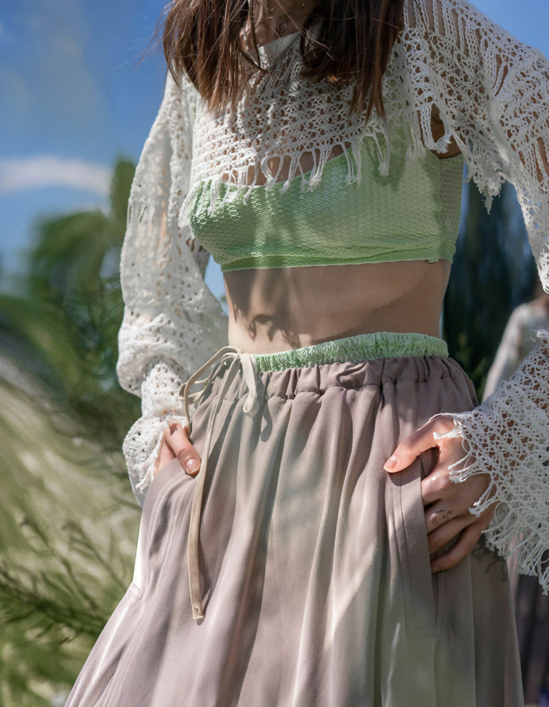 Brown maxi skirt with laces