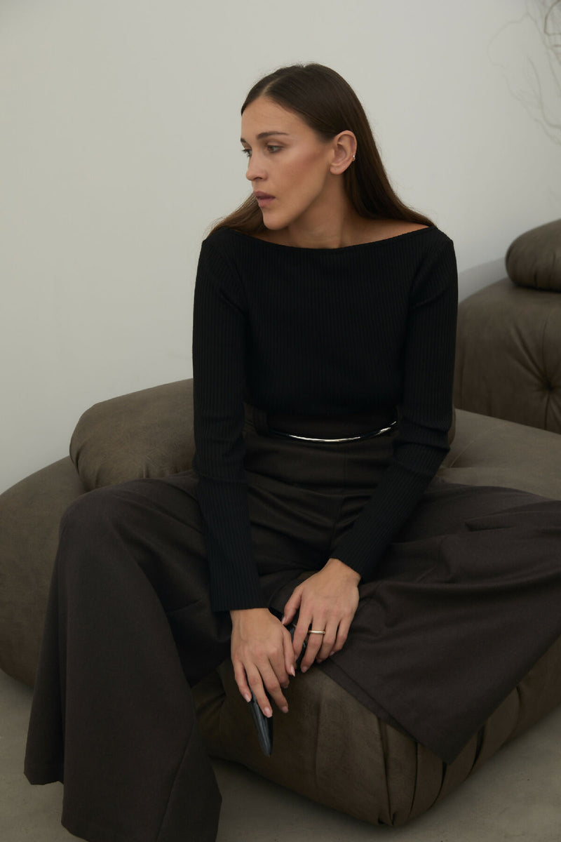 Wool brown palazzo pants