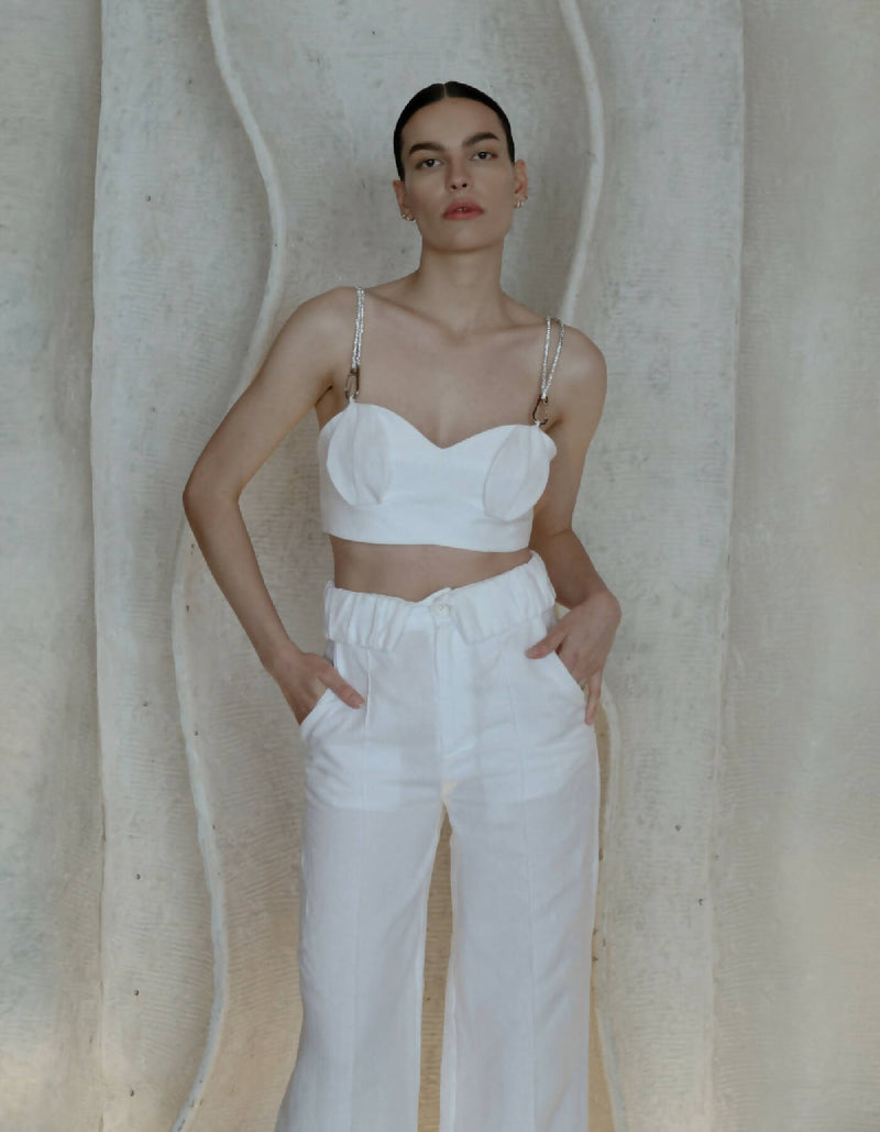 Anja White Linen Top