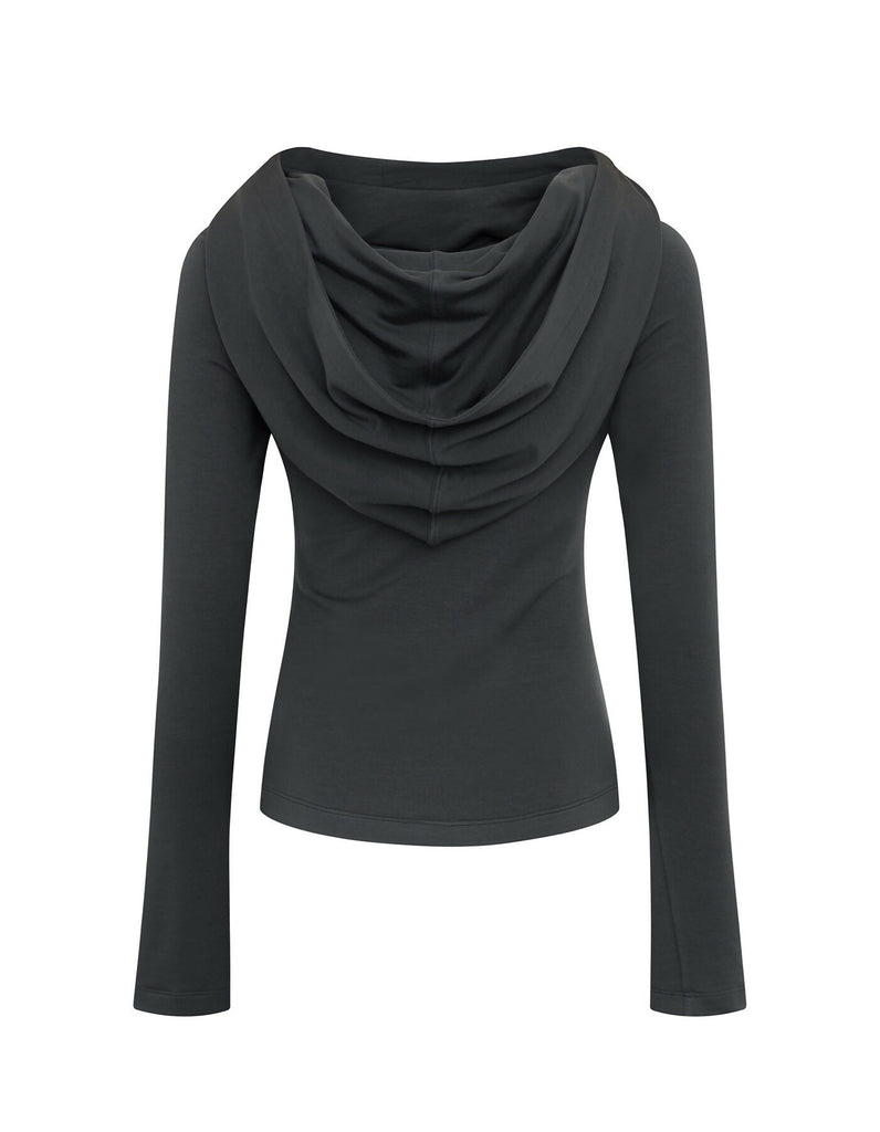 Cowl Neck Soft Slim Hoodie