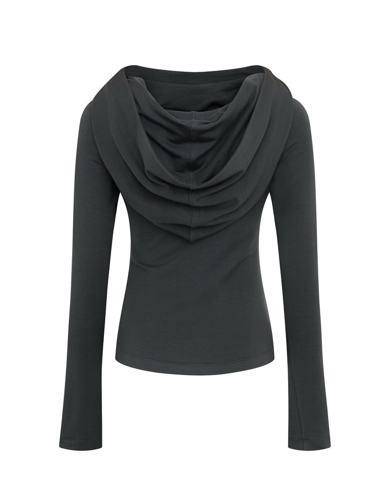 Cowl Neck Soft Slim Hoodie