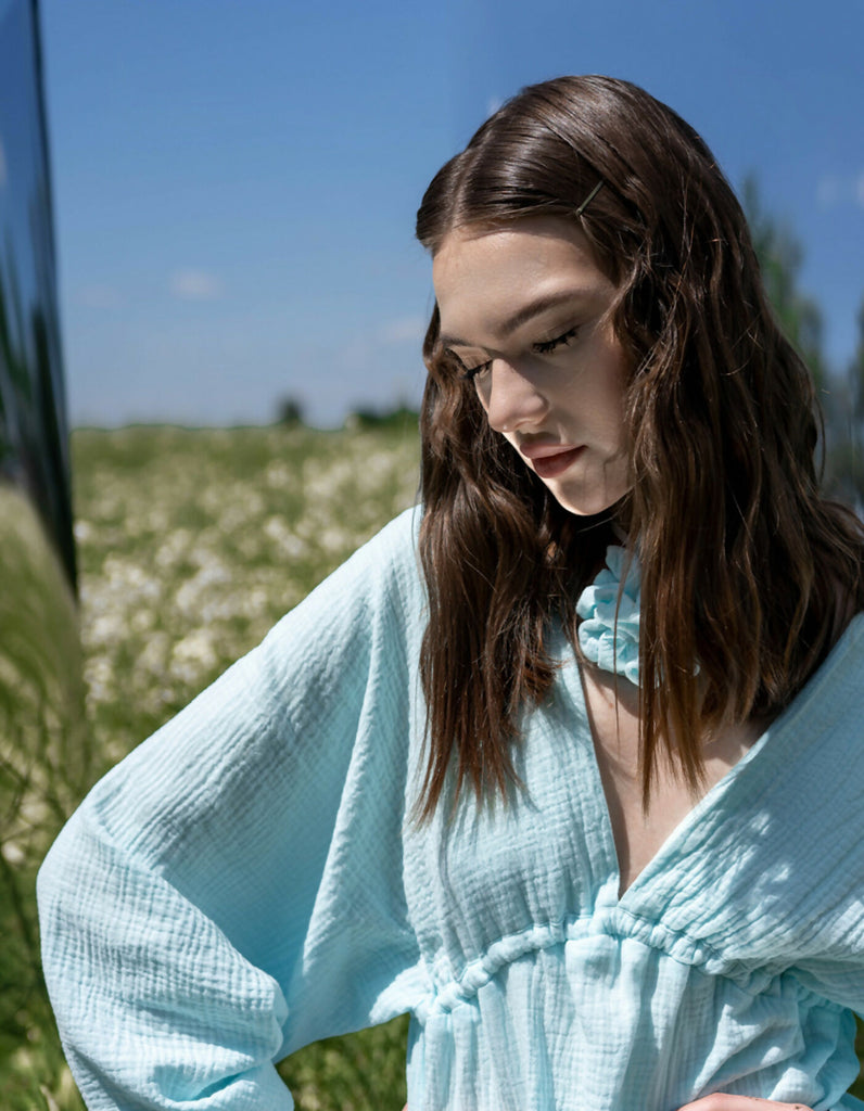 Light blue cotton blouse