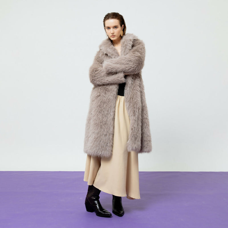 NICOLINE GREY FAUX FUR COAT OUTERWEAR 4