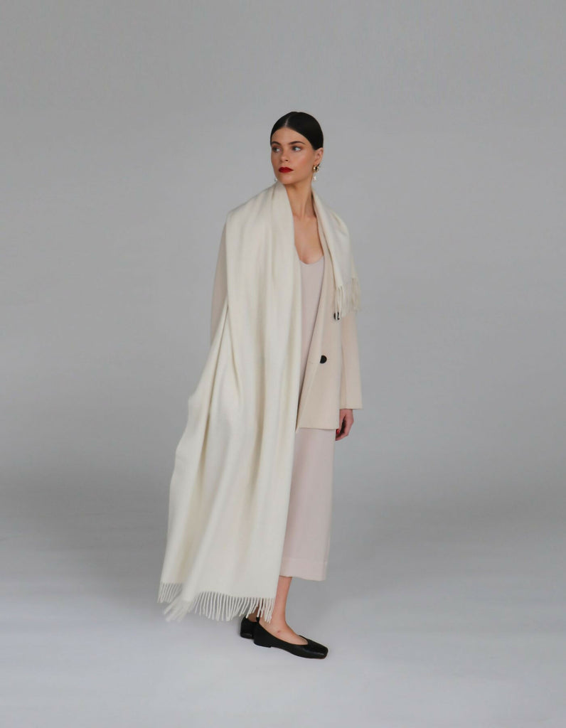 Helena Cashmere Shawl - Blanc