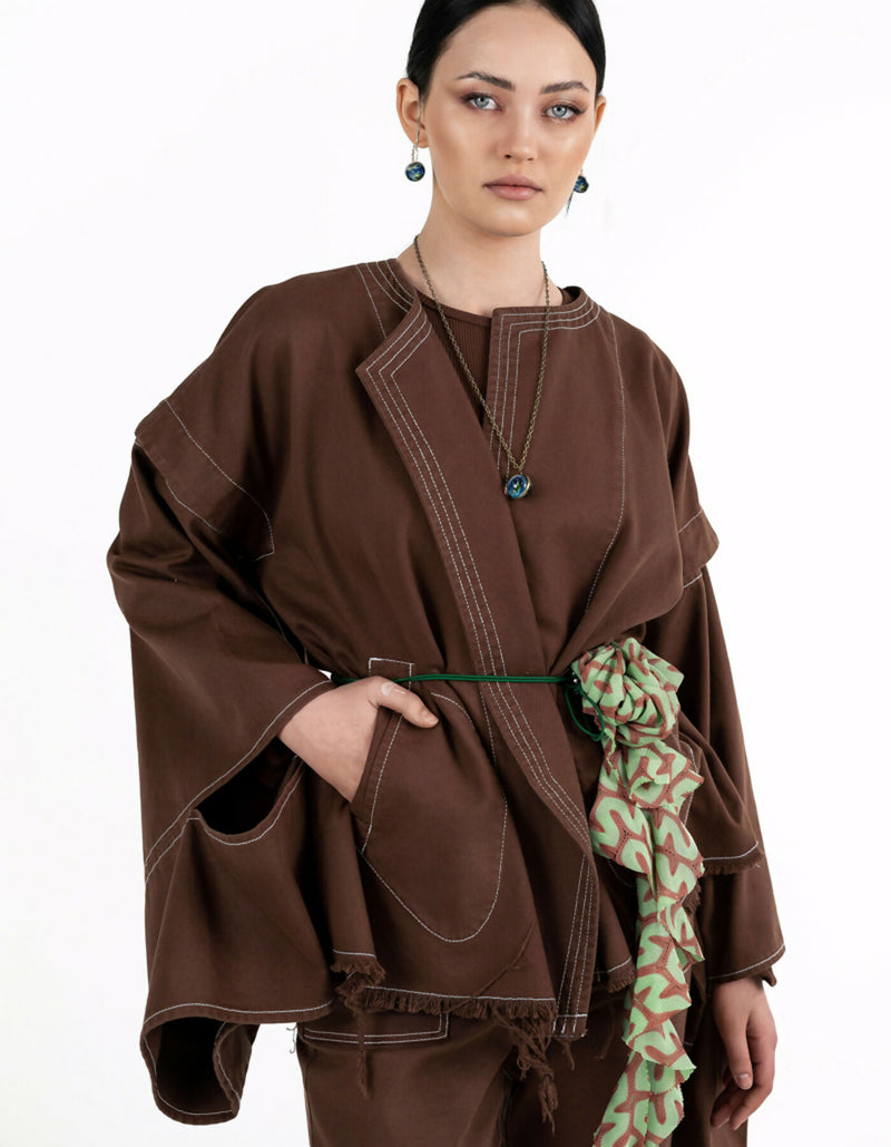 Brown denim kimono