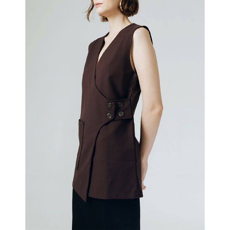 HELSEY DARK BROWN LOOSE VEST