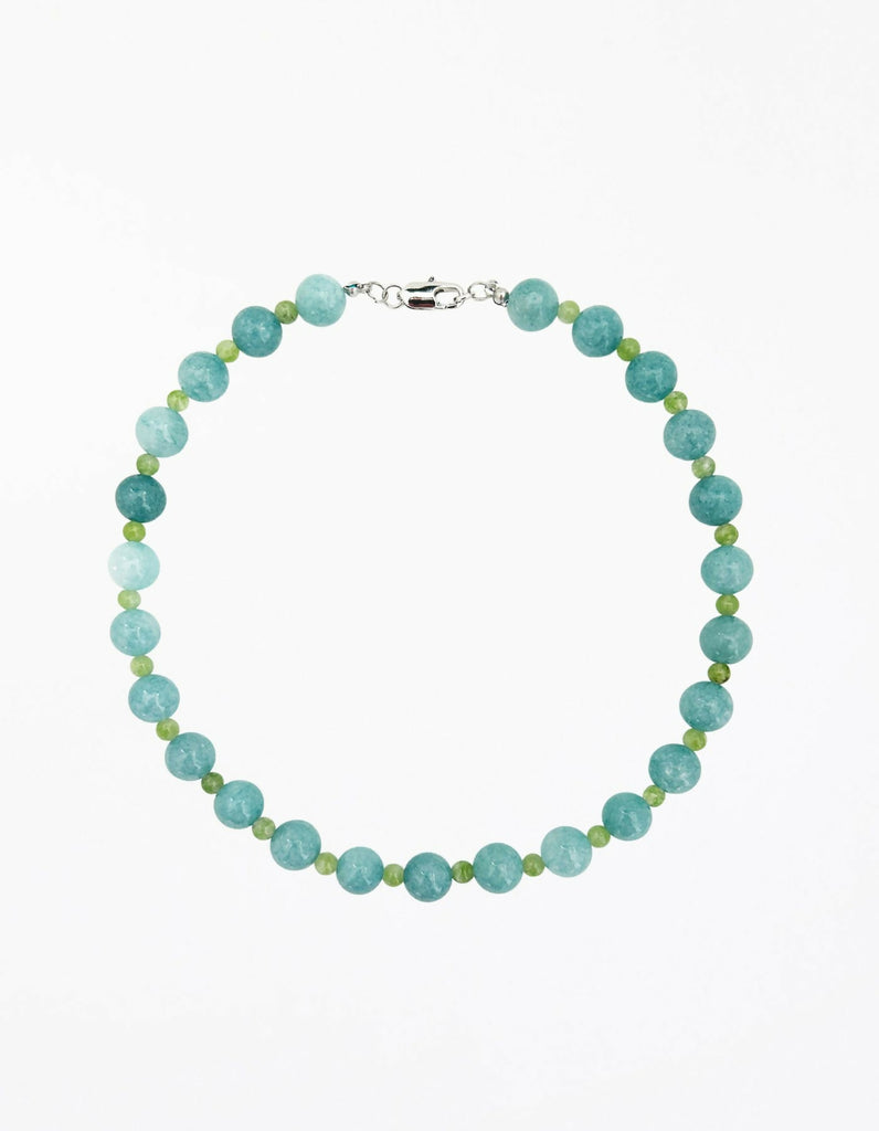 Clarette Blue Chalcedony Green Peridot Collar Necklace