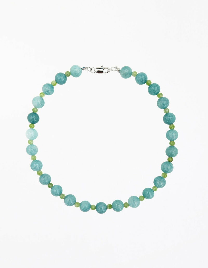 Clarette Blue Chalcedony Green Peridot Collar Necklace