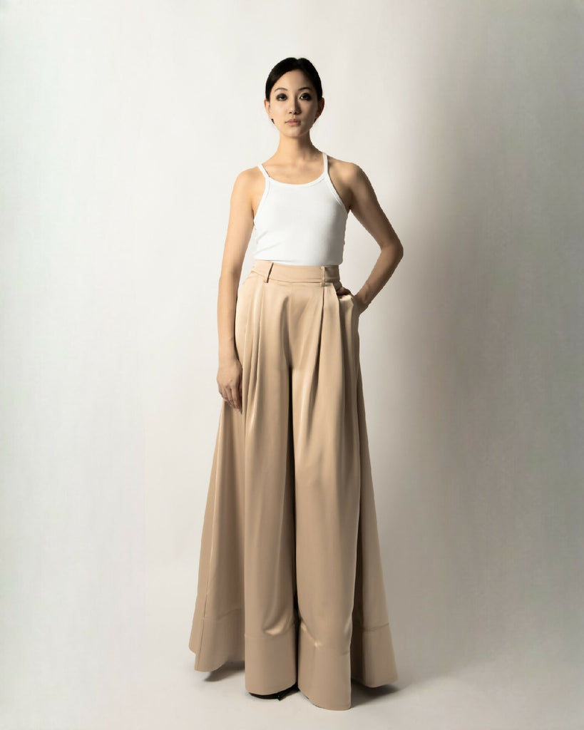 PEARL LUSTA WIDE-LEG FLARED PANTS