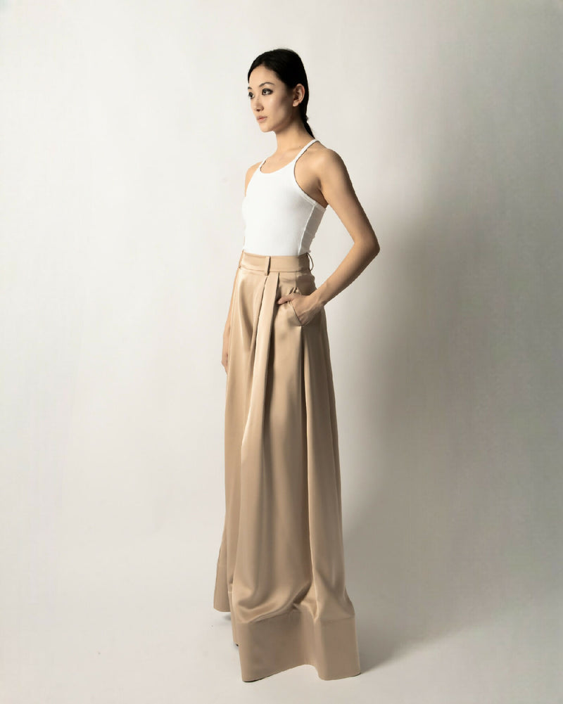 PEARL LUSTA WIDE-LEG FLARED PANTS