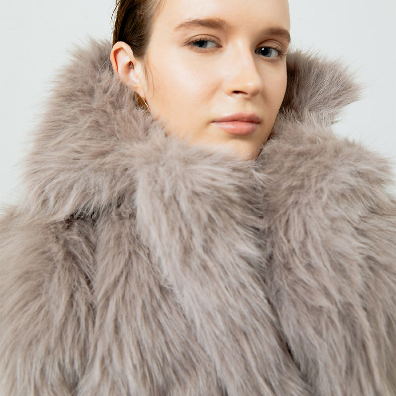 NICOLINE GREY FAUX FUR COAT OUTERWEAR 9