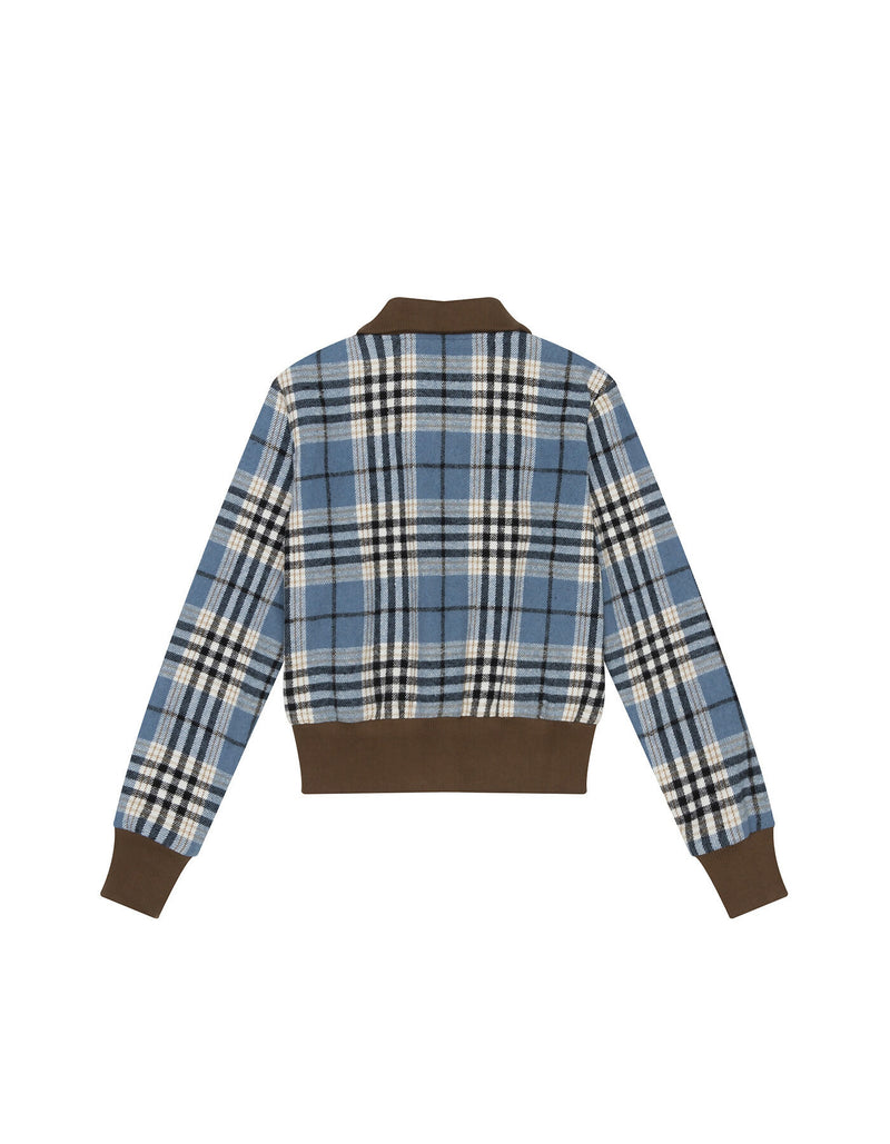 Plaid Check Flannel Zip-Up Jacket