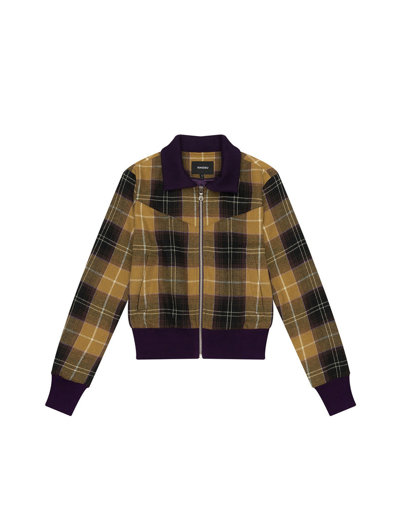 Plaid Check Flannel Zip-Up Jacket