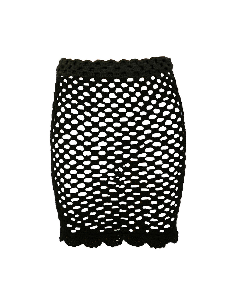 Knitted mesh mini skirt