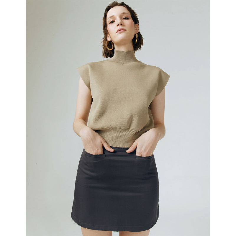 WILMA DOUBLE POCKET GRAPHITE MINI SKIRT