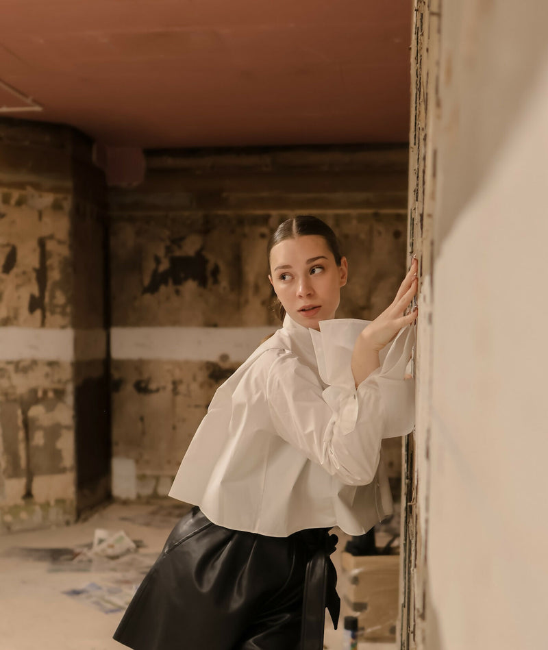 White organza cropped shirt