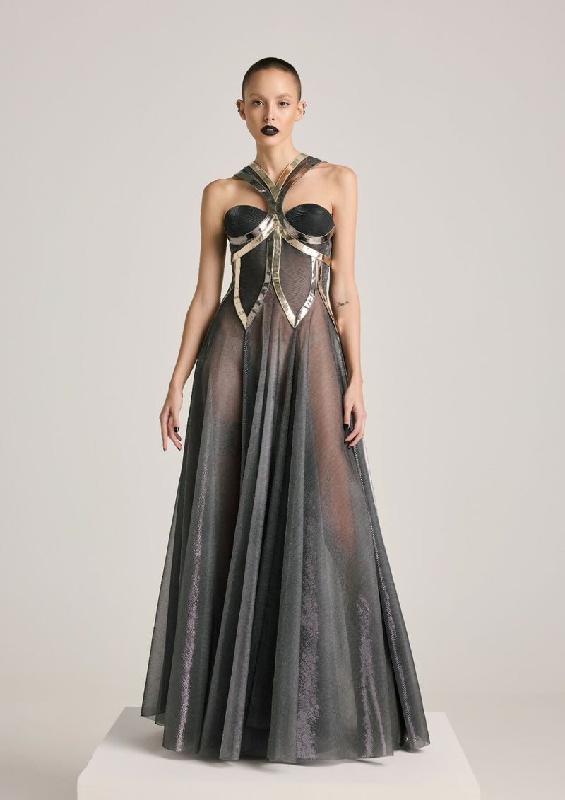 Lurex-tulle Godet Dress