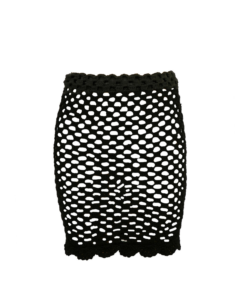 Knitted mesh mini skirt