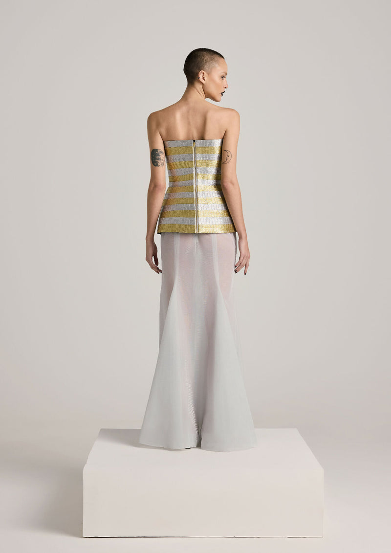 Metallic Corset + Lurex-tulle Fishtail Skirt