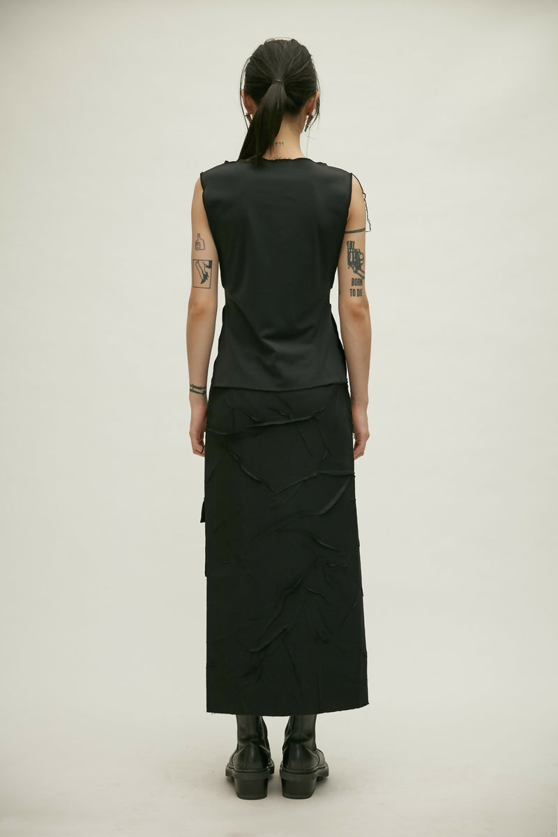 Creased Low Rise Skirt (Black)