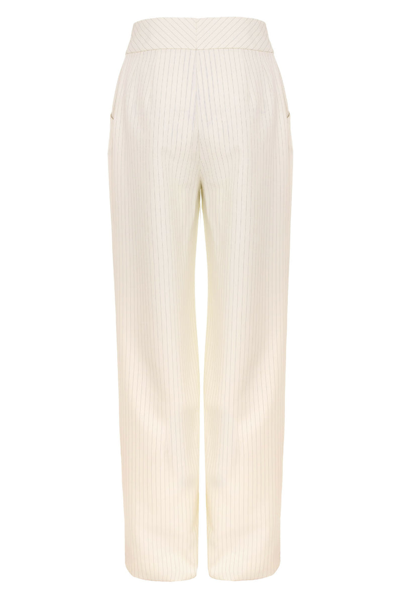 IVOIRE TROUSERS WITH STRIPES AND SILVER BUTTONS