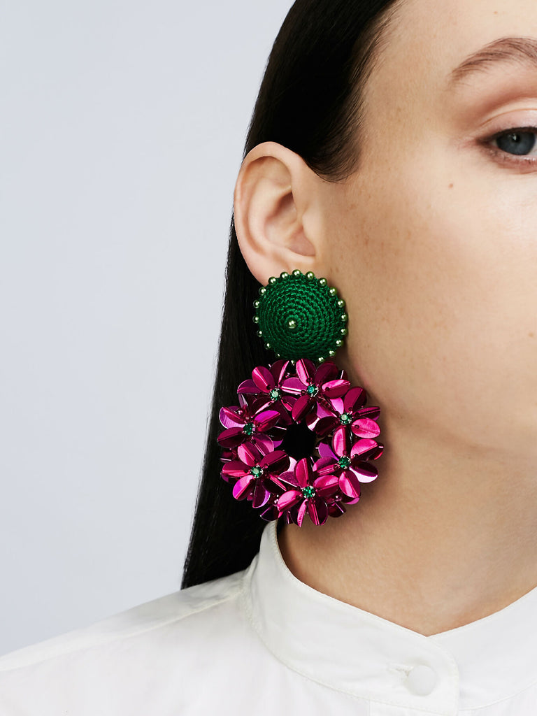 Petite Yasmine Hoops Fuchsia