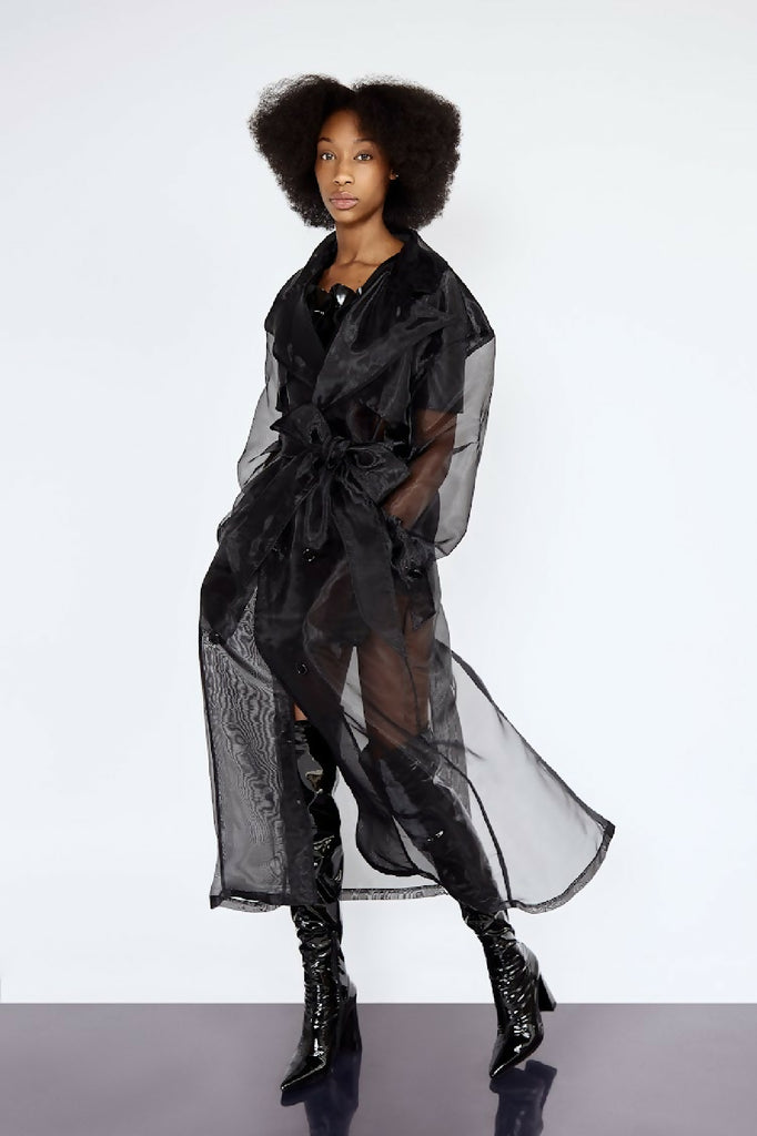 Silk Sheer Organza Classic Trench Coat