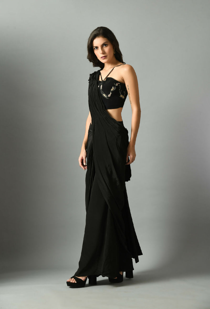 Nur bustier with moonshine pre -draped saree