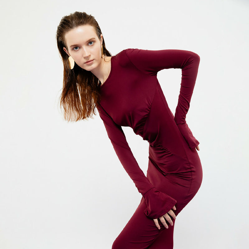 SERENA MAROON BODYCON MAXI DRESS 7