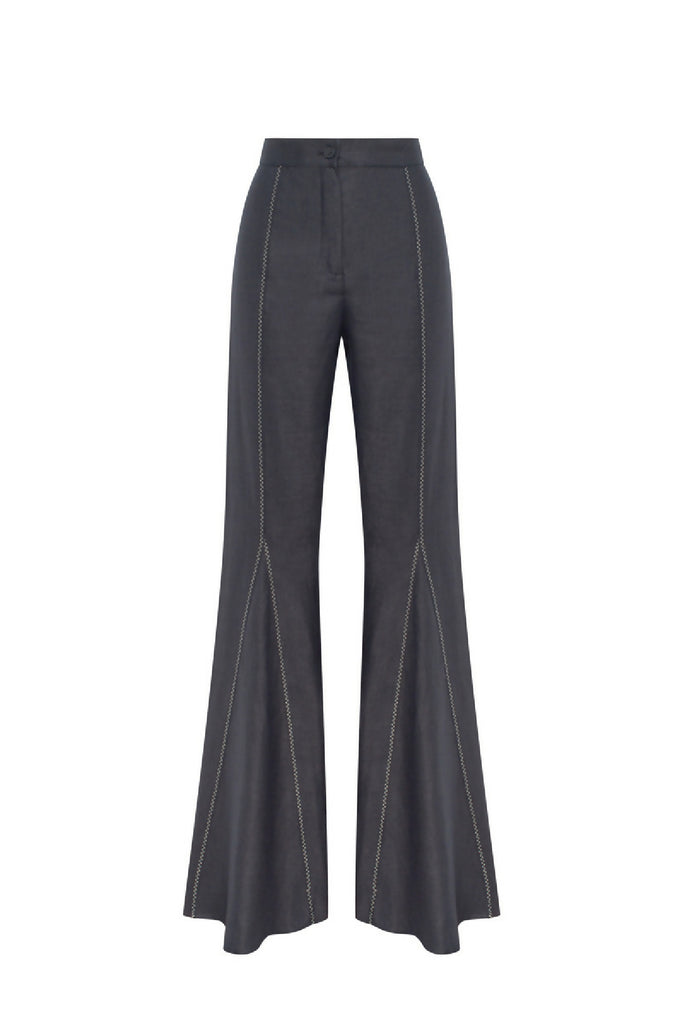 Black Zig-Zag Flare Pants