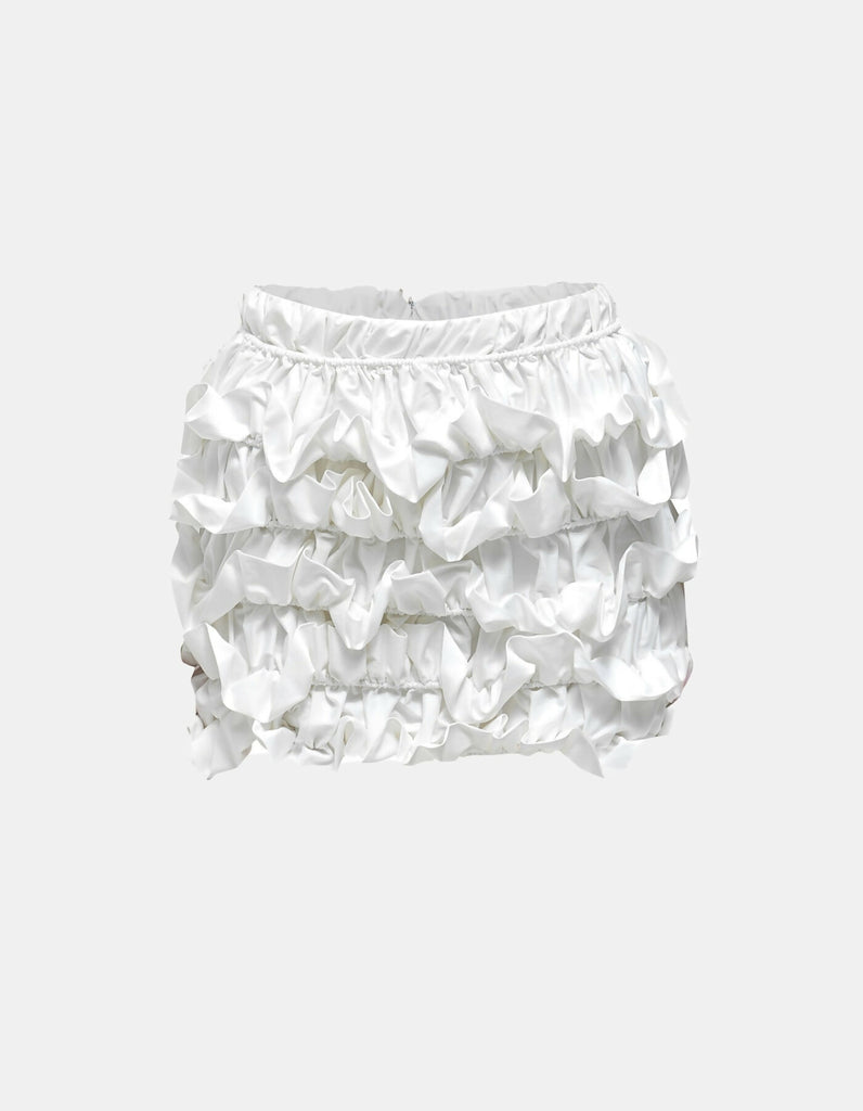 Zaida White Ruffled Mini Skirt