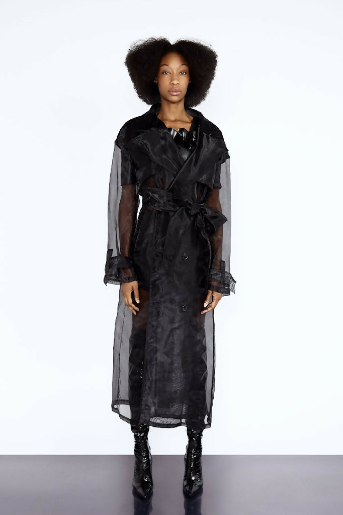 Silk Sheer Organza Classic Trench Coat