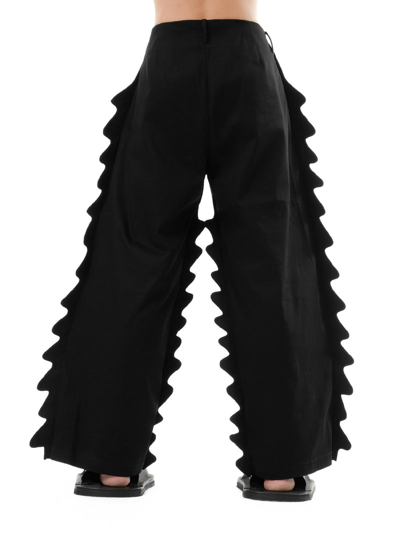 DIAPHANUM WIDE LEG DRAGON SCALE DETAILS PANTS