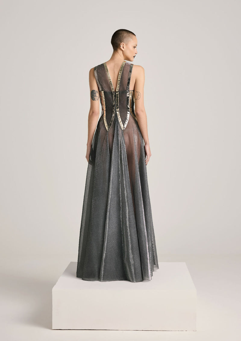 Lurex-tulle Godet Dress