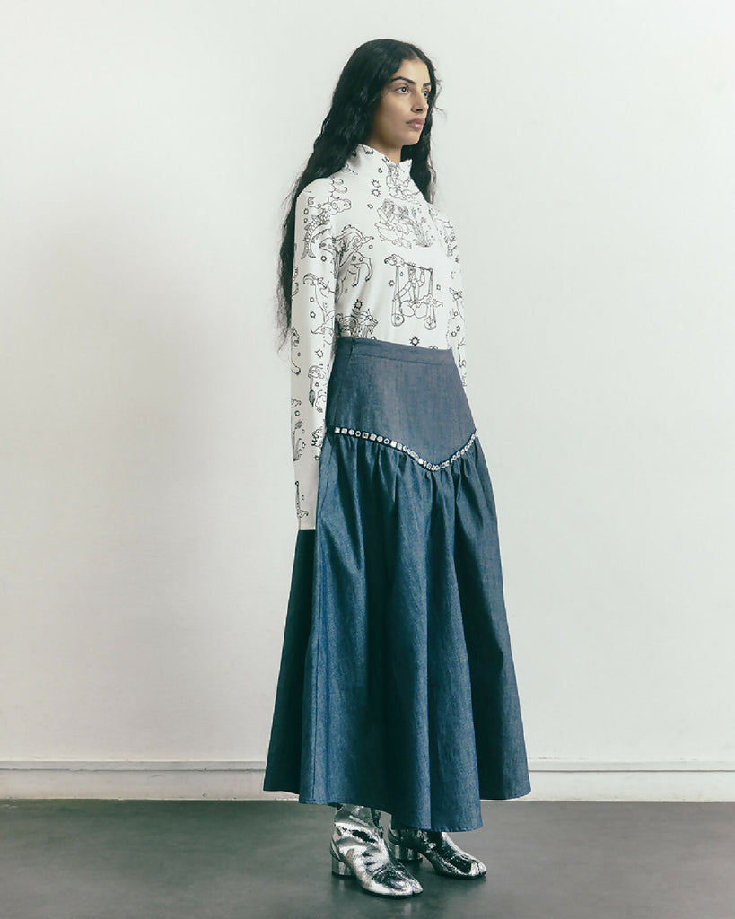 Mirror Denim Skirt