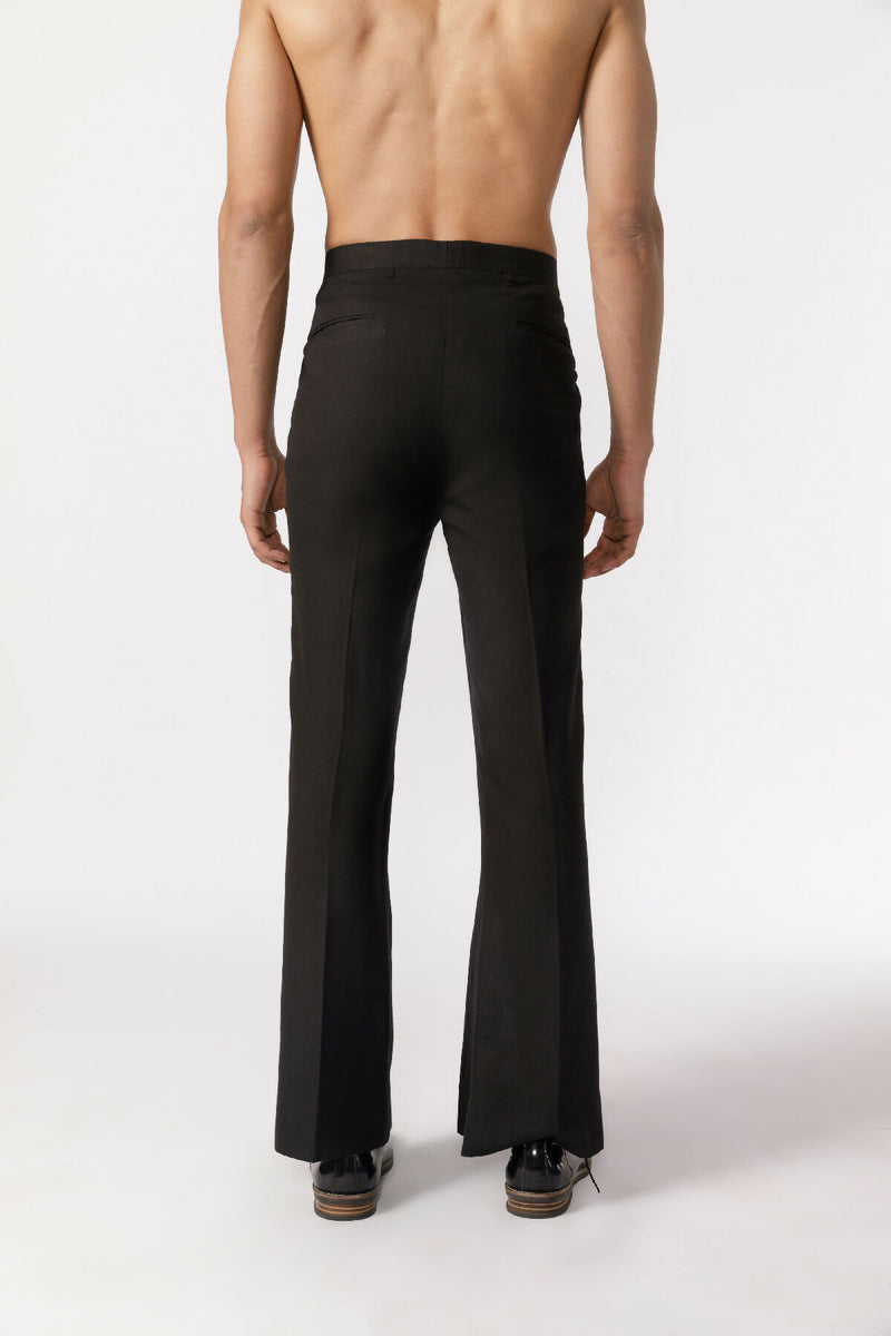 Wide leg pleated pants (black)