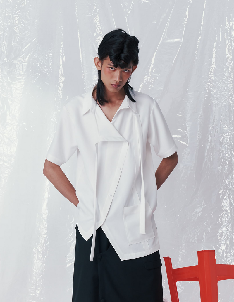 Deconstructed Asymmetrical Collar Shirt